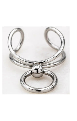 Bague ajustable - Acier inoxydable & rhodium argenté