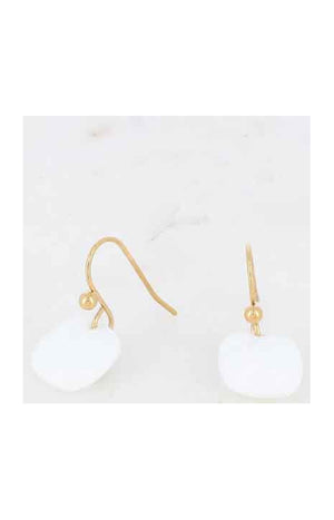 Boucles d'oreilles - Acier inoxydable doré & pâtes de verres blanc