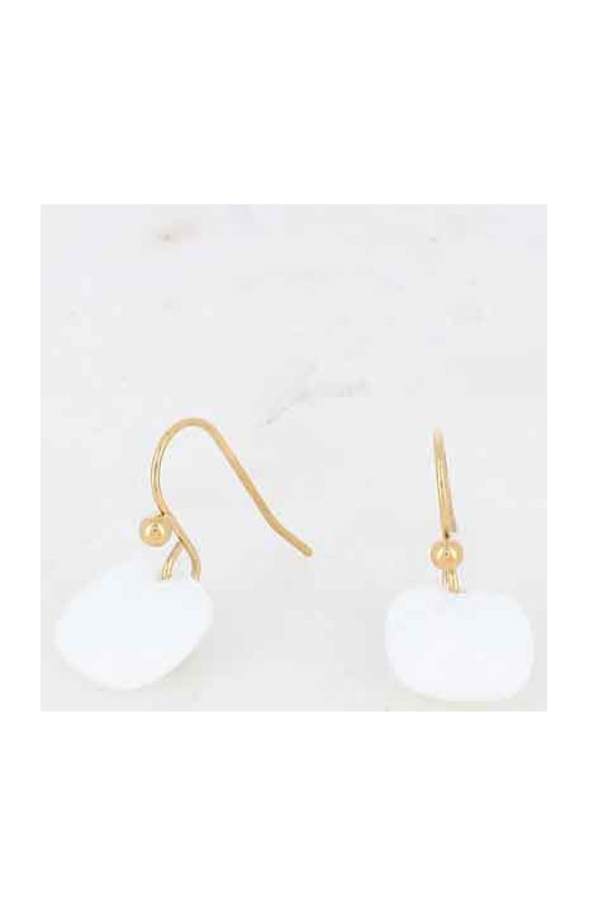 Boucles d'oreilles - Acier inoxydable doré & pâtes de verres blanc
