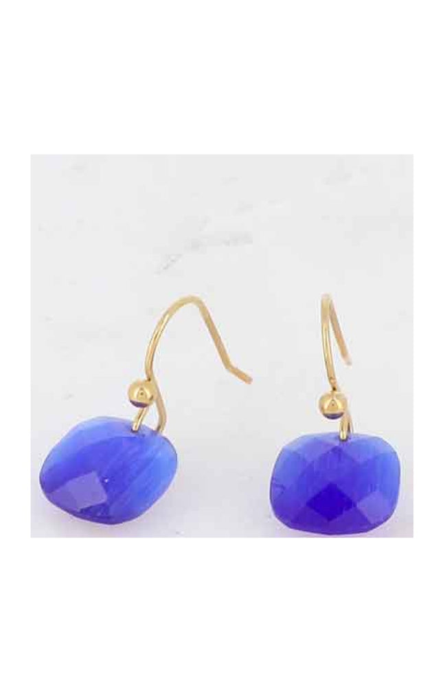 Boucles d'oreilles - Acier inoxydable doré & pâtes de verres bleu