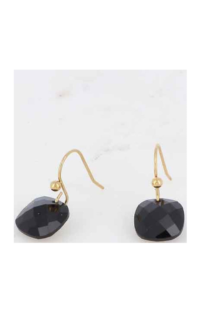 Boucles d'oreilles - Acier inoxydable doré & pâtes de verre noir