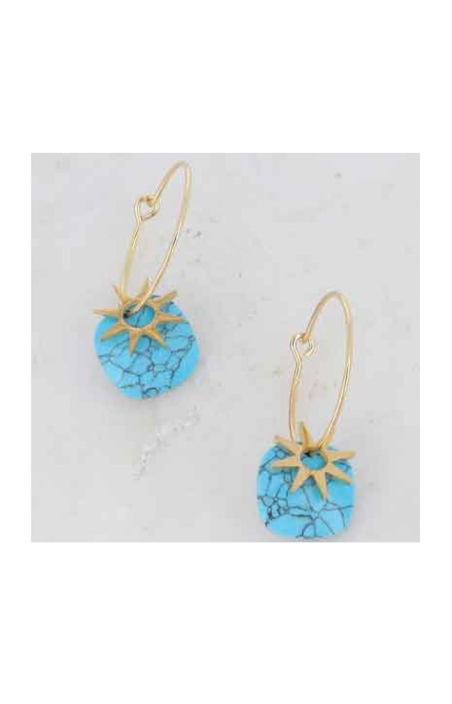 Créoles - Acier inoxydable doré & howlite bleu