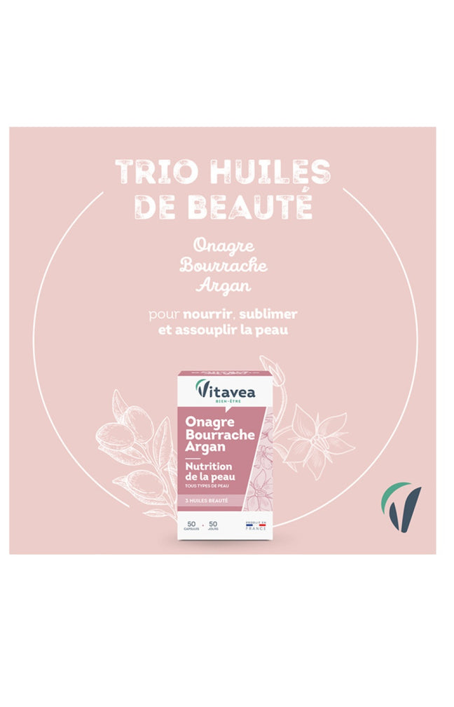 Cure nutrition de la peau - Onagre Bourrache Argan - 50 jours
