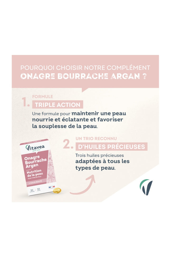 Cure nutrition de la peau - Onagre Bourrache Argan - 50 jours