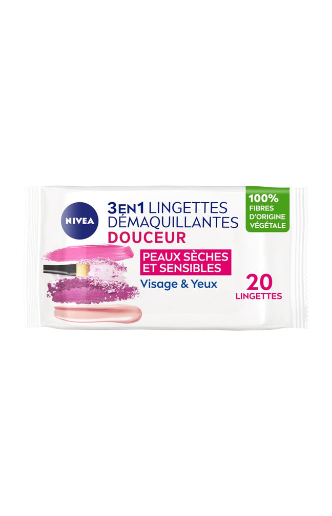 Lingettes démaquillantes douceur -  Peaux sèches - 40 unités