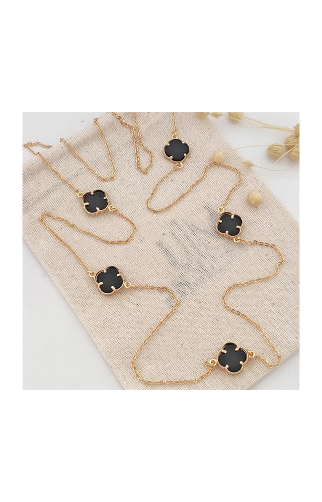 Collier - Laiton plaqué or - Noir