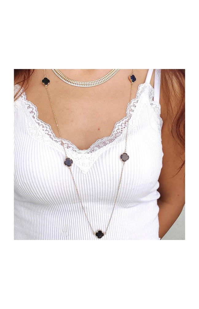 Collier - Laiton plaqué or - Noir