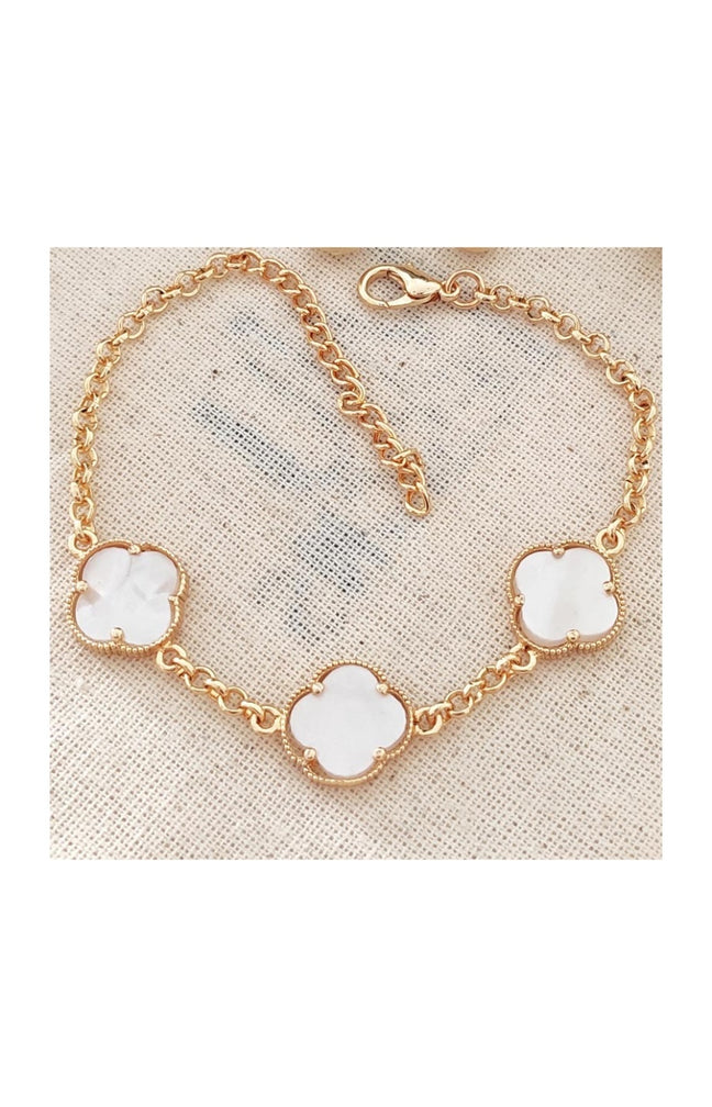 Bracelet - Laiton plaqué or - Blanc