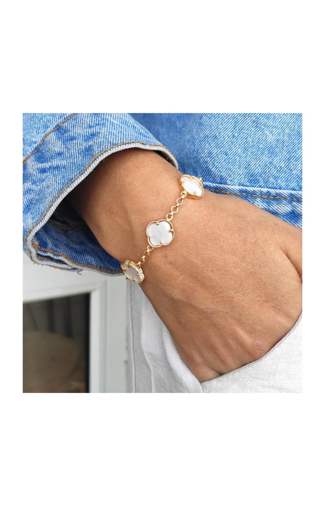 Bracelet - Laiton plaqué or - Blanc