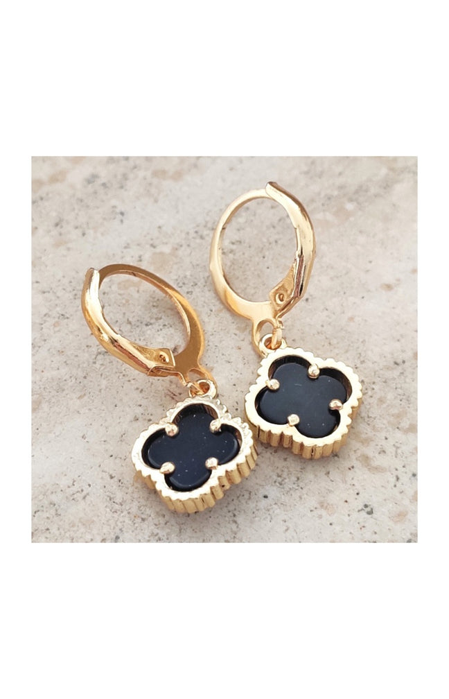 Boucles d'oreilles - Laiton plaqué or - Noir