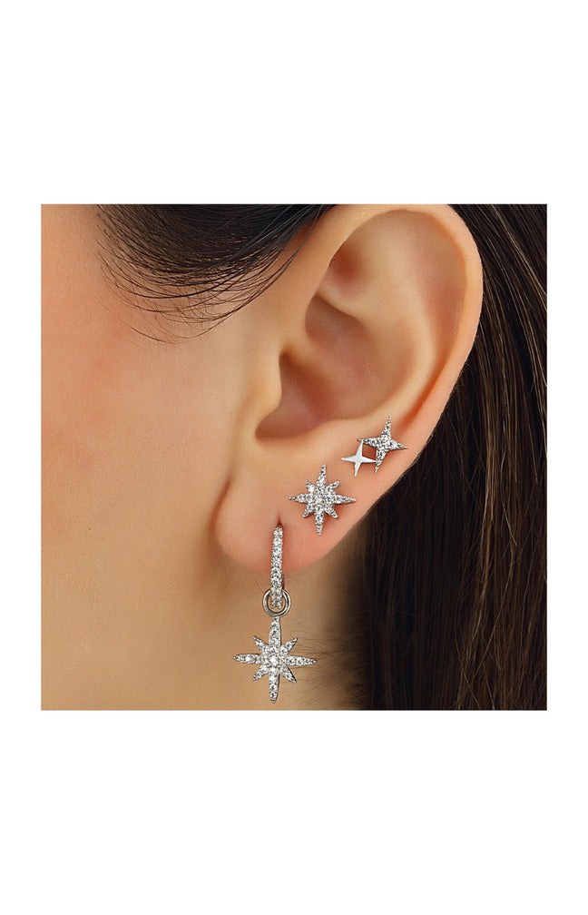 Set de 3 boucles d'oreilles - Argent 925/000 & zircons