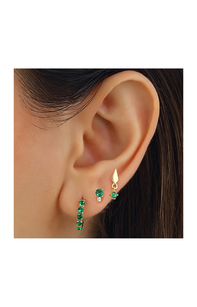 Set de 3 boucles d'oreilles - Argent 925/000 plaqué or & zircons