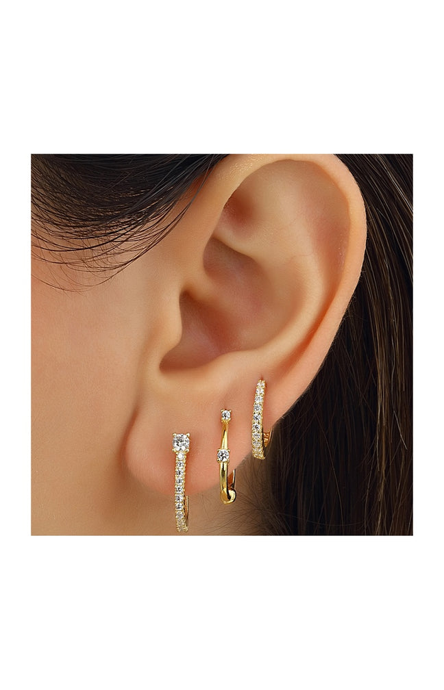 Set de 3 boucles d'oreilles - Argent 925/000 plaqué or & zircons