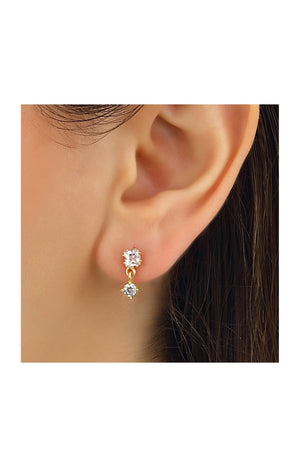 Boucle d'oreille unitaire - Argent 925/000 plaqué or & zircons