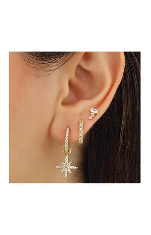 Set de 3 boucles d'oreilles - Argent 925/000 plaqué or & zircons