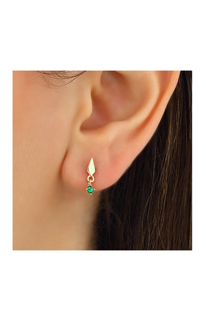 Boucles d'oreilles - Argent 925/000 plaqué or & zircons verts