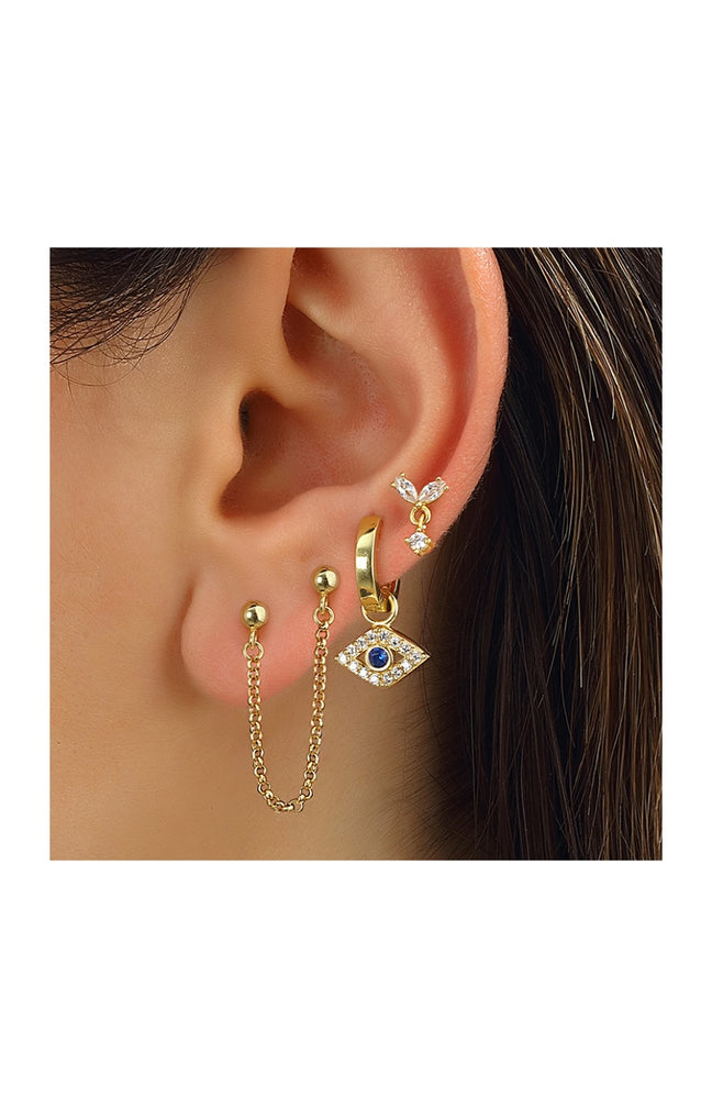 Set de 4 boucles d'oreilles - Argent 925/000 plaqué or & zircons