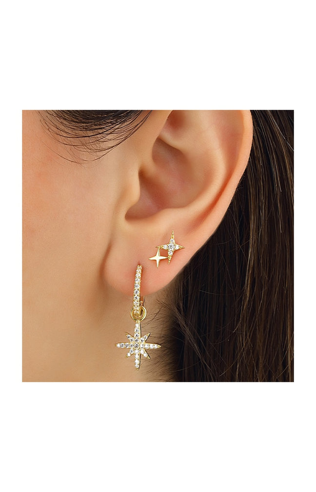 Set de 2 boucles d'oreilles - Argent 925/000 plaqué or & zircons