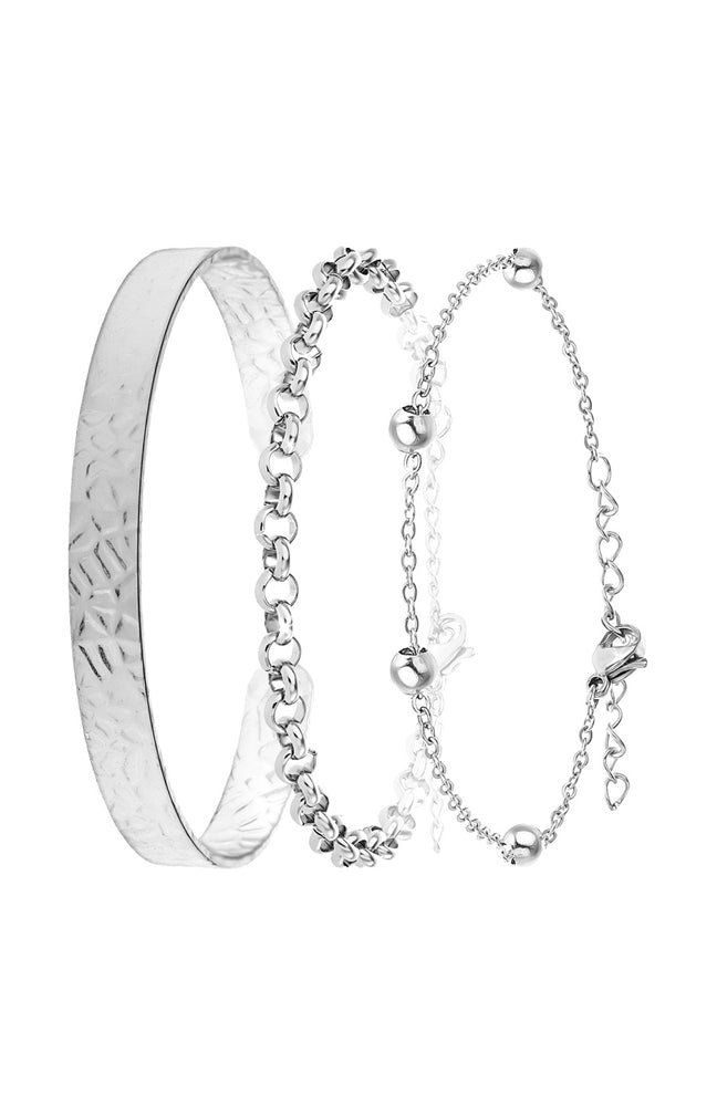 Trio de bracelets - Acier inoxydable & laiton - Argenté