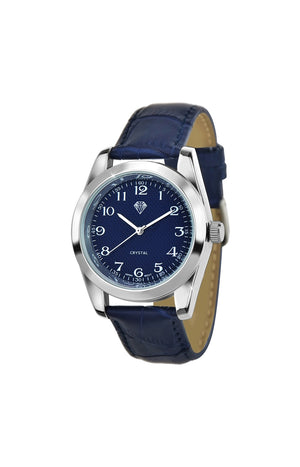 Montre - Cuir bleu & laiton argenté