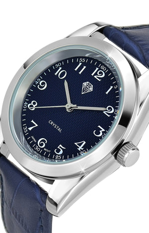 Montre - Cuir bleu & laiton argenté