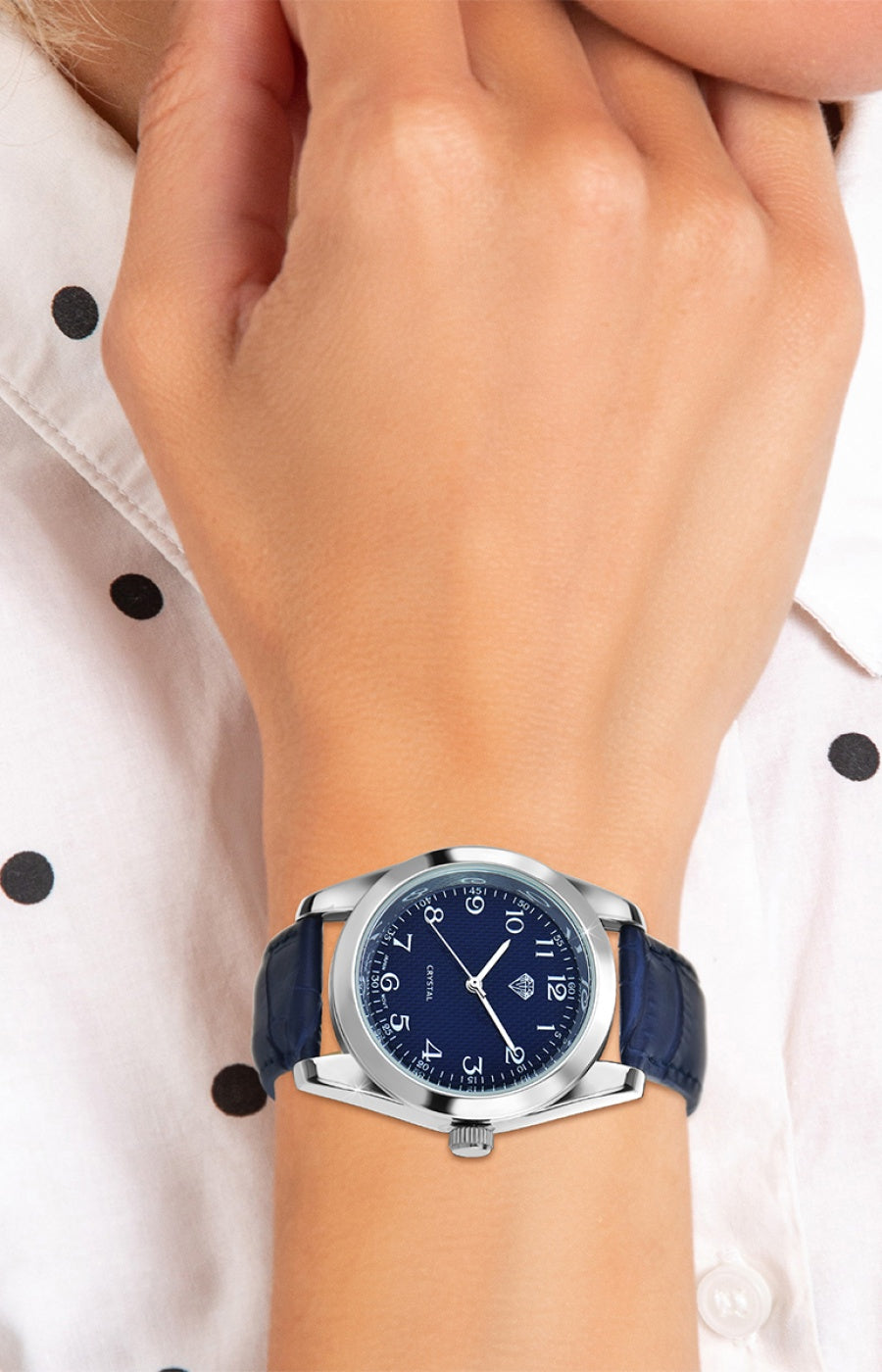 Montre - Cuir bleu & laiton argenté