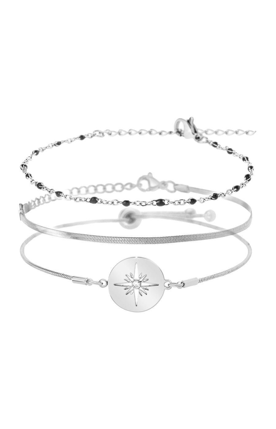 Trio de bracelets - Acier inoxydable - Argenté