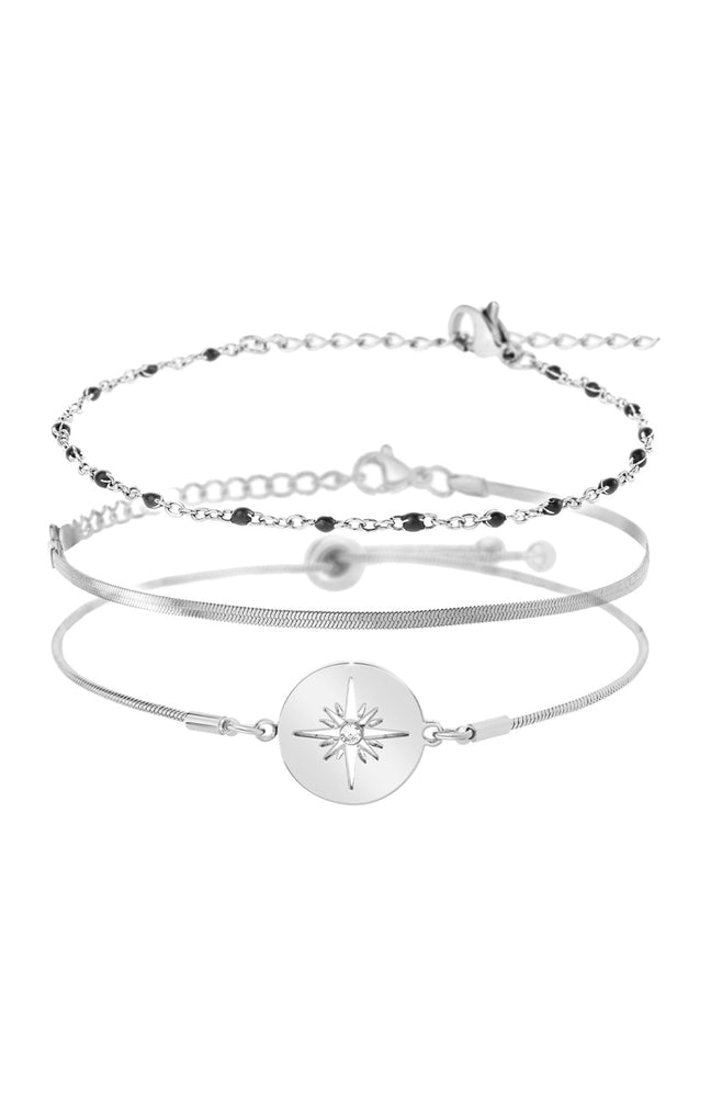 Trio de bracelets - Acier inoxydable - Argenté
