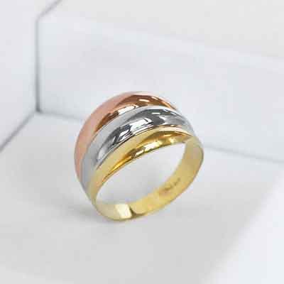 Bague Trianon - Or jaune, or rose & or blanc 375/1000