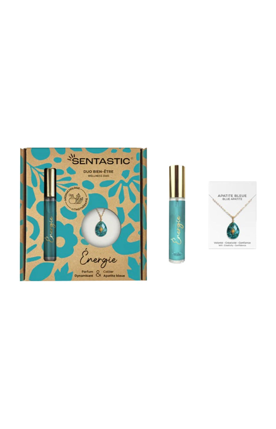 Coffret parfum & collier apatite bleu - Energie