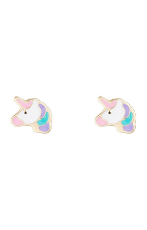 Boucles d'oreilles Petites licornes - Or jaune 375/1000 & émail - Enfant