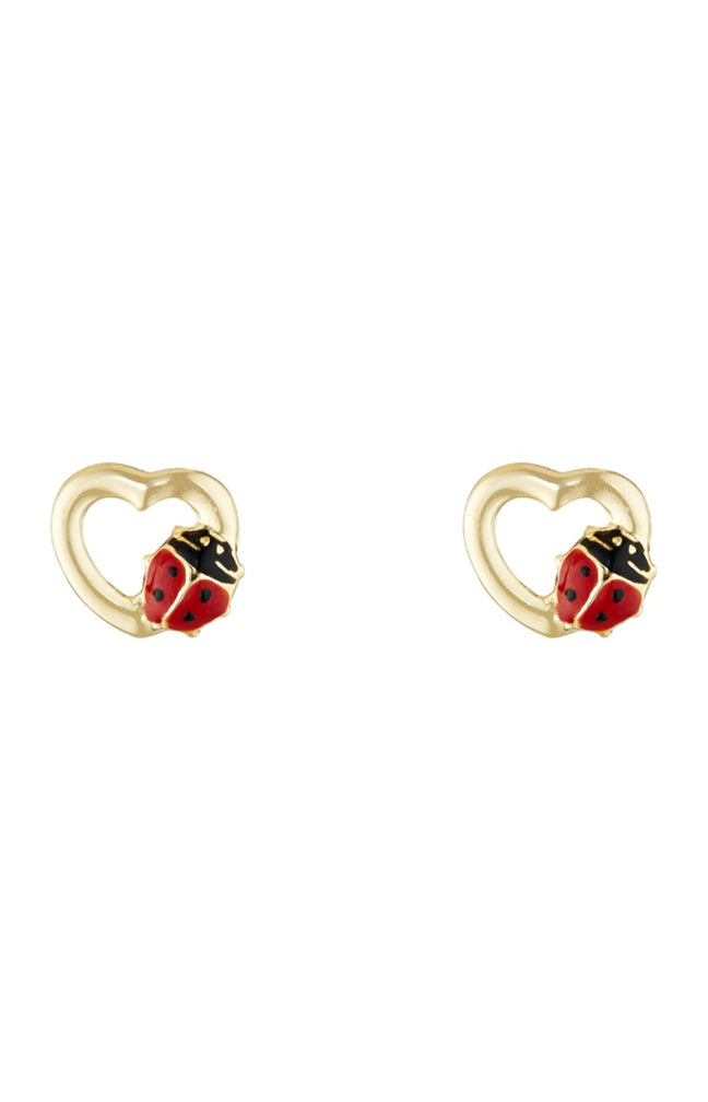 Boucles d'oreilles Coccinelle amoureuse - Or jaune 375/1000 & émail - Enfant