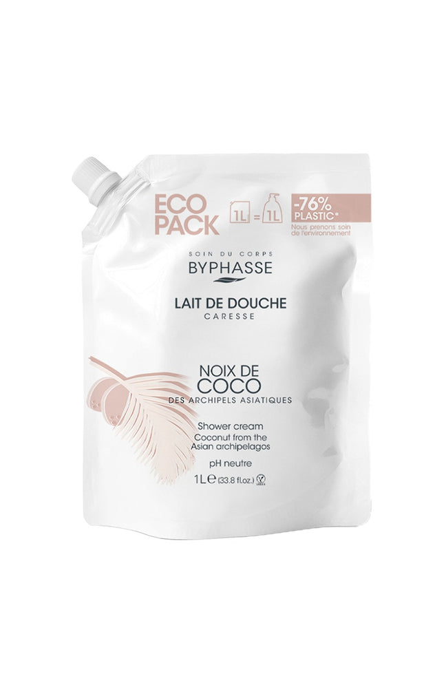 Recharge gel douche - Noix de coco - Caresse - 1 L