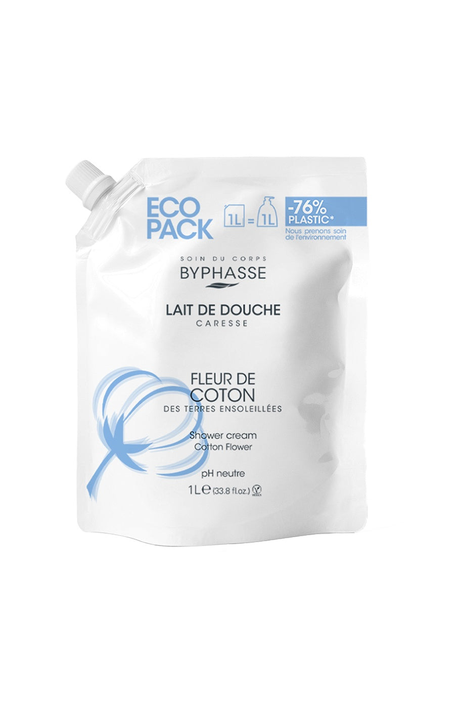 Recharge gel douche - Fleur de coton - Caresse - 1 L