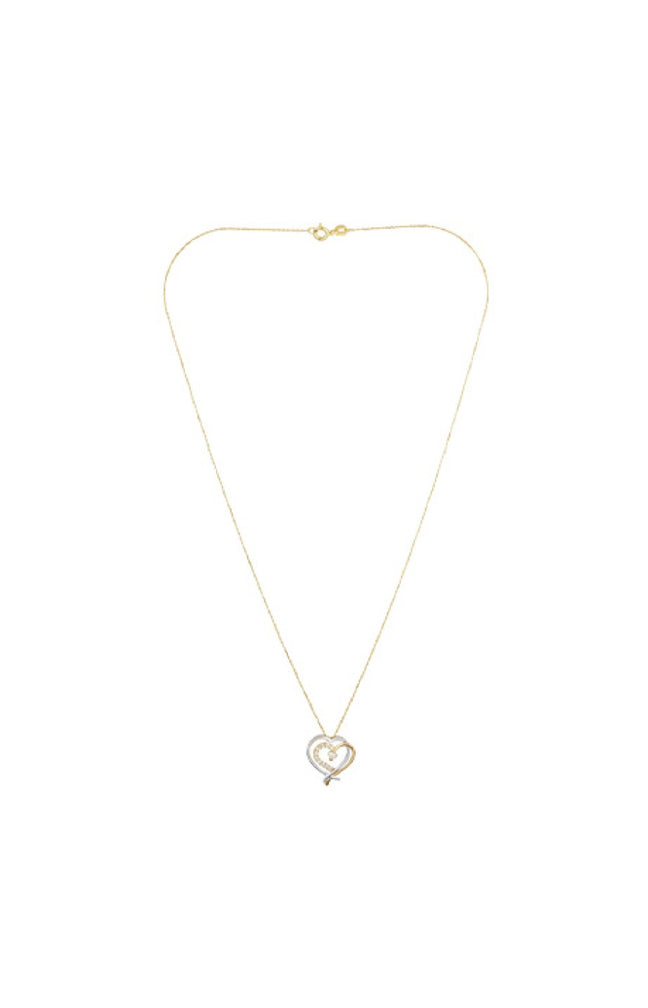 Pendentif Coup de Coeur - Or jaune, or Blanc 375/1000 & zirconium