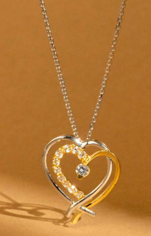 Pendentif Coup de Coeur - Or jaune, or Blanc 375/1000 & zirconium