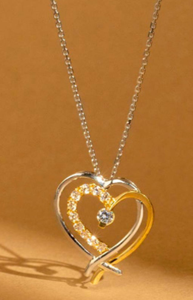 Pendentif Coup de Coeur - Or jaune, or Blanc 375/1000 & zirconium