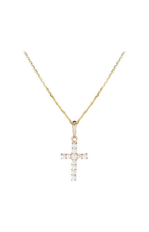 Pendentif Croix Vérité - Or jaune 375/1000 & zirconium