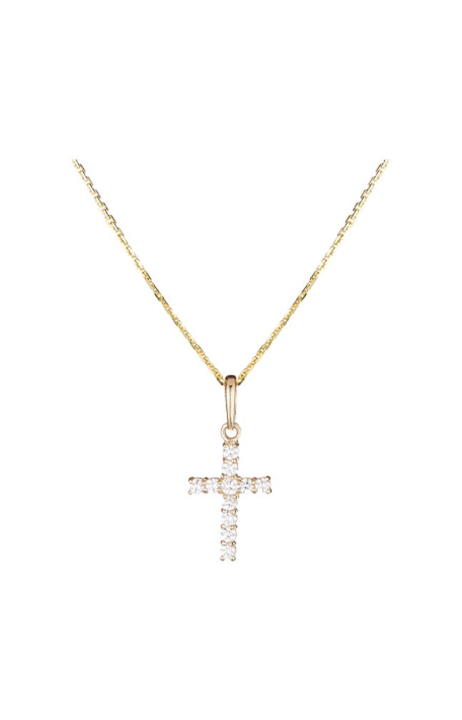 Pendentif Croix Vérité - Or jaune 375/1000 & zirconium