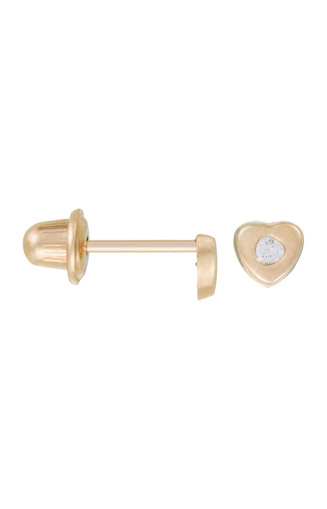 Boucles d'oreilles Cœur véritable - Or jaune 375/1000 & Zirconium - Enfant