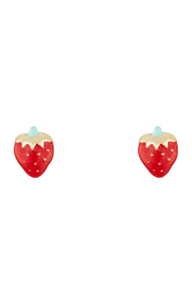 Boucles d'oreilles Jolie fraise - Or jaune 375/1000 & émail - Enfant