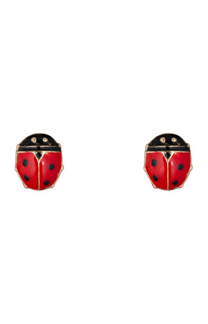 Boucles d'oreilles Happy coccinelle - Or Jaune 375/1000 & émail - Enfant