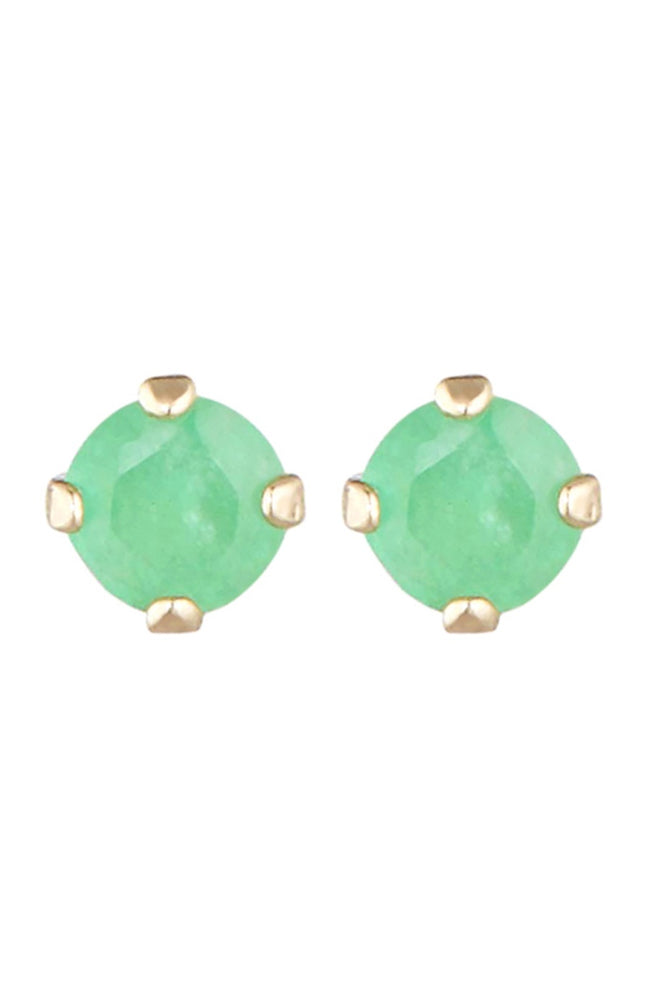 Boucle d'Oreilles Puce Emeralda - Or Jaune 375/1000 & émeraudes vertes