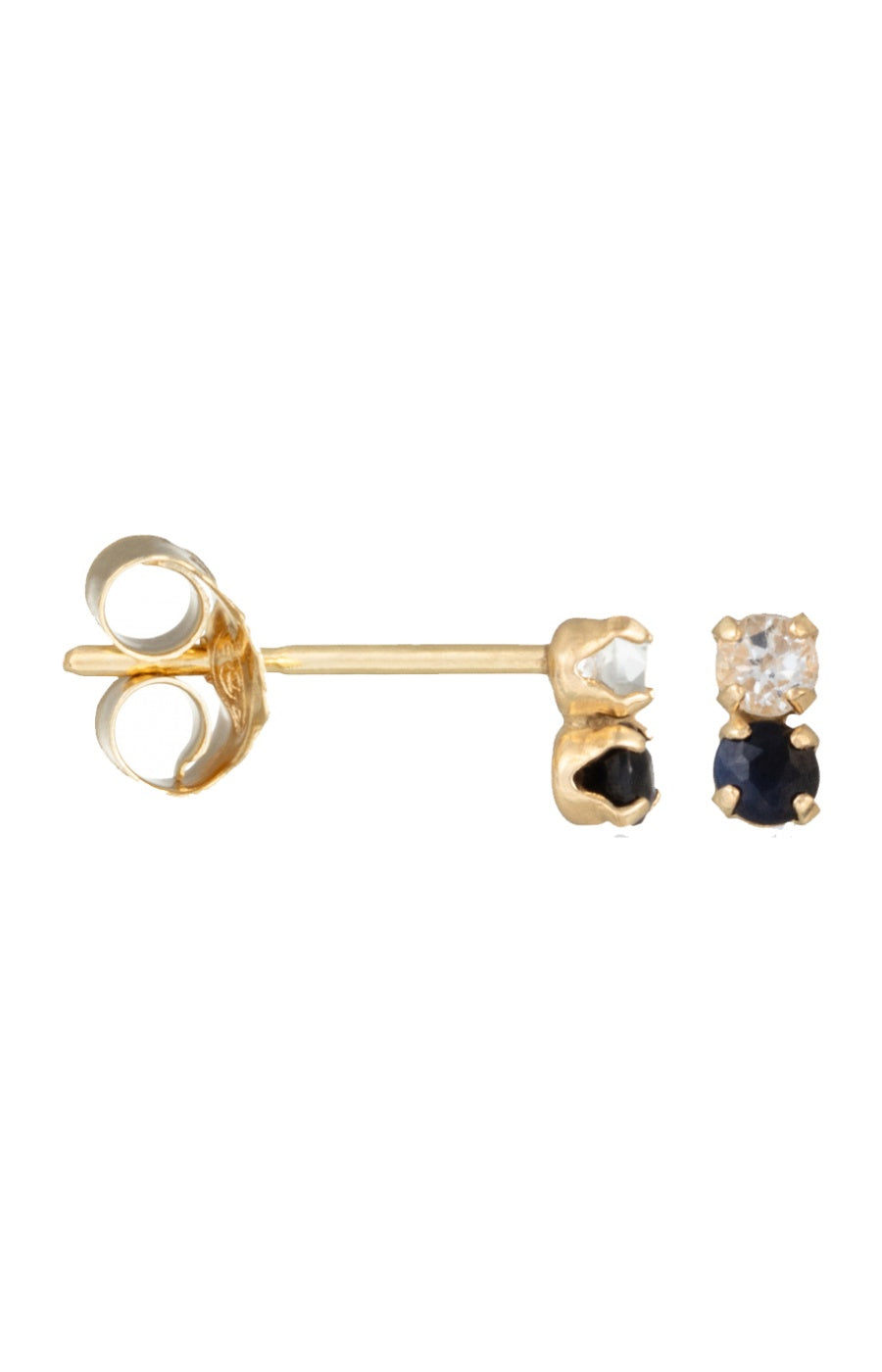 Boucles d'oreilles Puces duo précieuses - Or jaune 375/1000, topaze & saphir