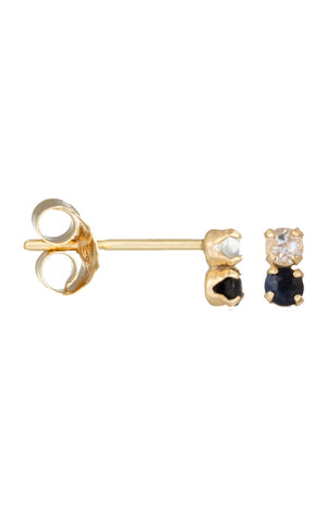 Boucles d'oreilles Puces duo précieuses - Or jaune 375/1000, topaze & saphir