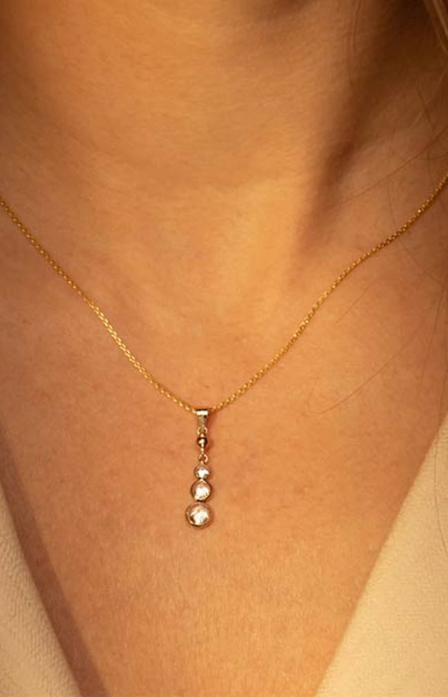 Pendentif Brillants Pendants - Or jaune 375/1000 & zirconium