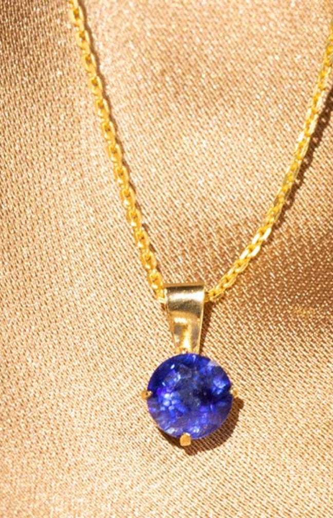 Pendentif Puce - Or jaune 375/1000 & saphir