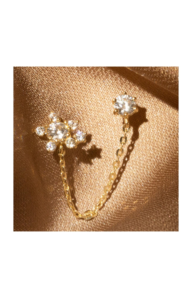 Boucles d'oreilles 2 trous Duchesse - Or jaune 375/1000 & zirconium
