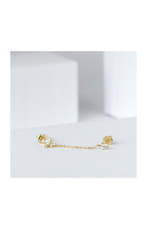 Boucles d'oreilles 2 trous Duchesse - Or jaune 375/1000 & zirconium