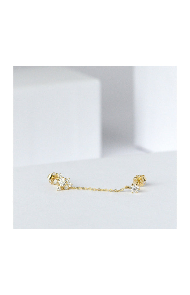 Boucles d'oreilles 2 trous Duchesse - Or jaune 375/1000 & zirconium